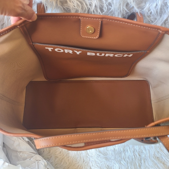 Tory Burch Gemini Link Canvas Tote Light Umber Gemini Link- New W/ Tag Flaws - Picture 13 of 15